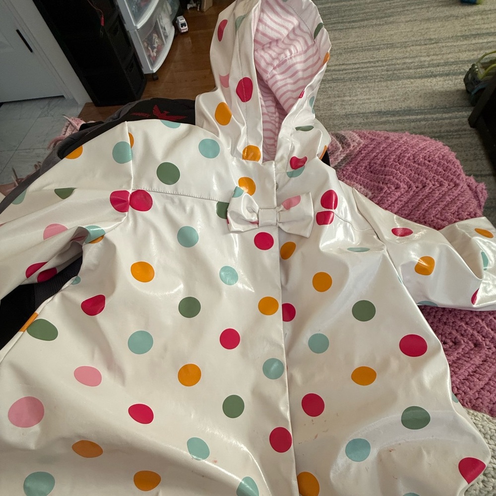 Little Me Pink and White Striped raincoat